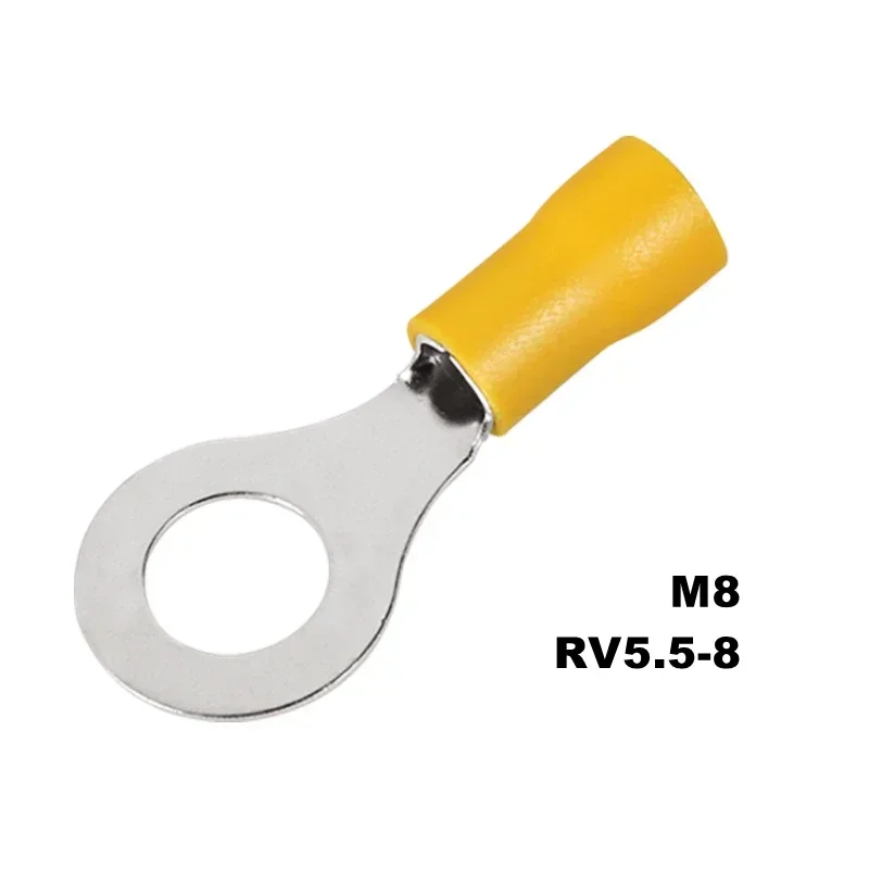 10/50/100 Stück RV5,5 M4M5M6M8 Gelb 12-10AWG Ring Crimp Terminal Isolierte Elektrische Kabel Draht Stecker