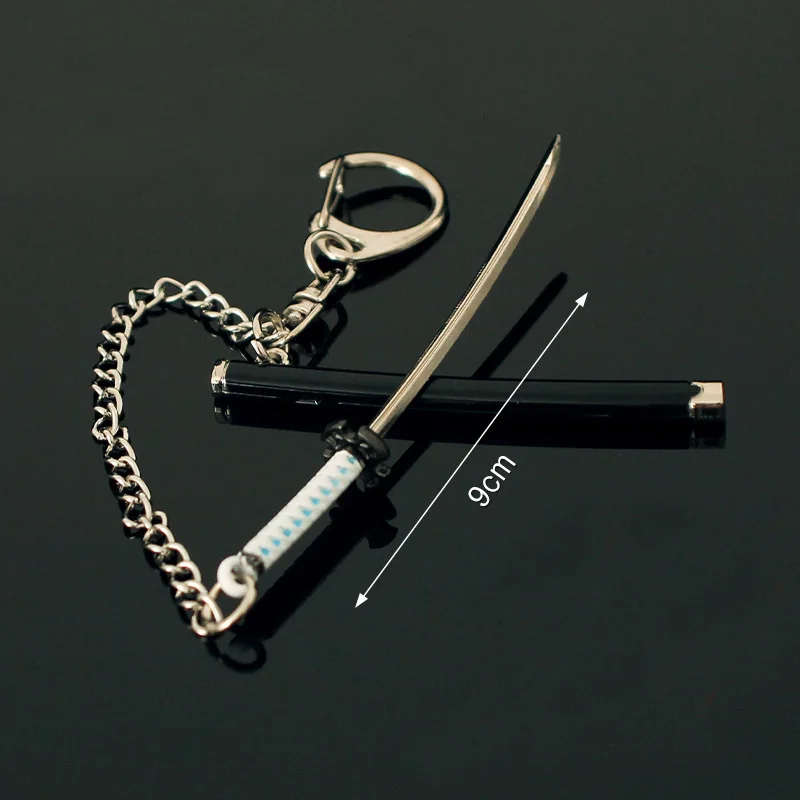 9cm Kamado Tanjirou Weapon Model Keychain for Men Demon Slayer Sunwheel Blade Metal Pendant Key Ring Fans Collectible Jewelry