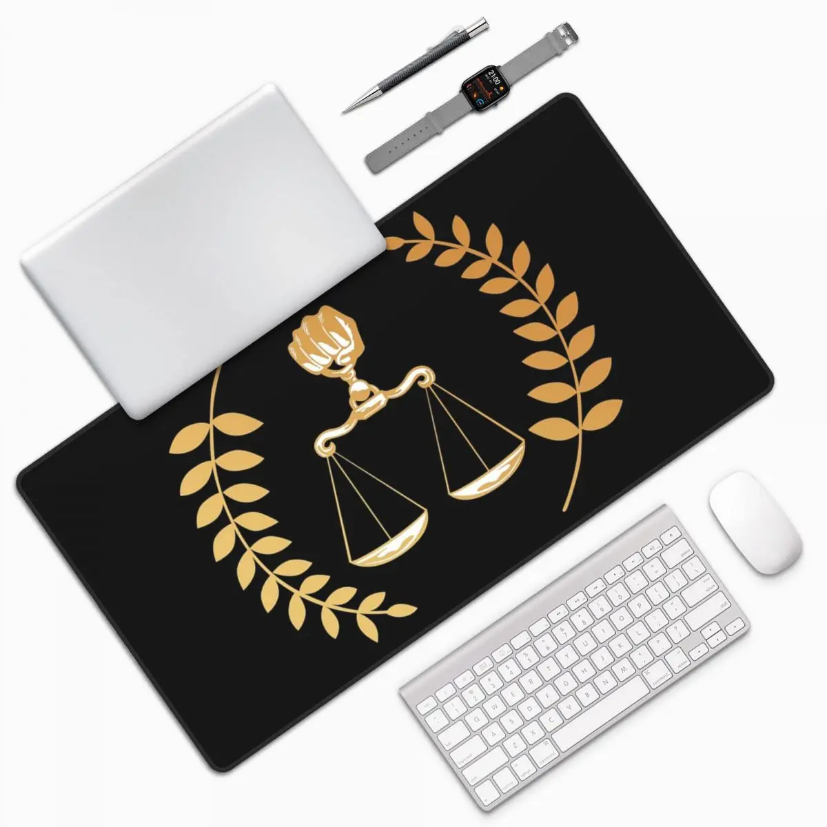

Большой коврик для мыши с логотипом Золотых весов правосудия, для юристов, юридических мероприятий, геймеров, ПК, ноутбуков, компьютерных клавиатур