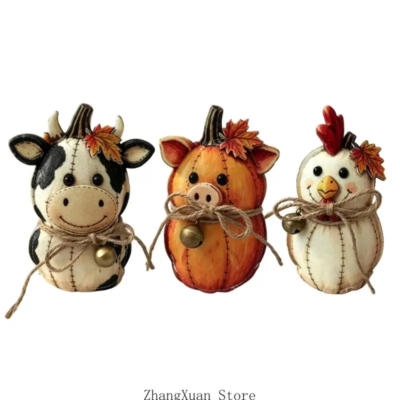Seasonal Fabric Figure Set with Sewn Detail for Indoor Home Styling 3XUF