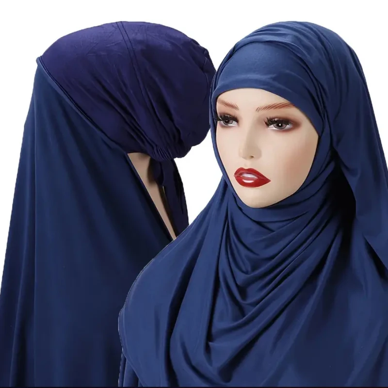 Instant Chiffon Hijab with Undercap Fashion Prayer Hijab for Women Head Wraps Under Scarf Caps Muslim Fashion Bandage