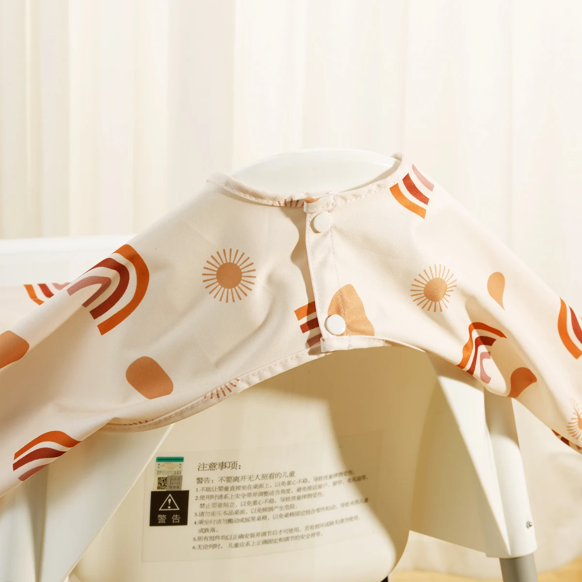 HappyFlute Long-sleeved Coveralls bib Anti-mess Baby Feeding Bib Elastic Strap Use On High chair Stroller Table Waterproof