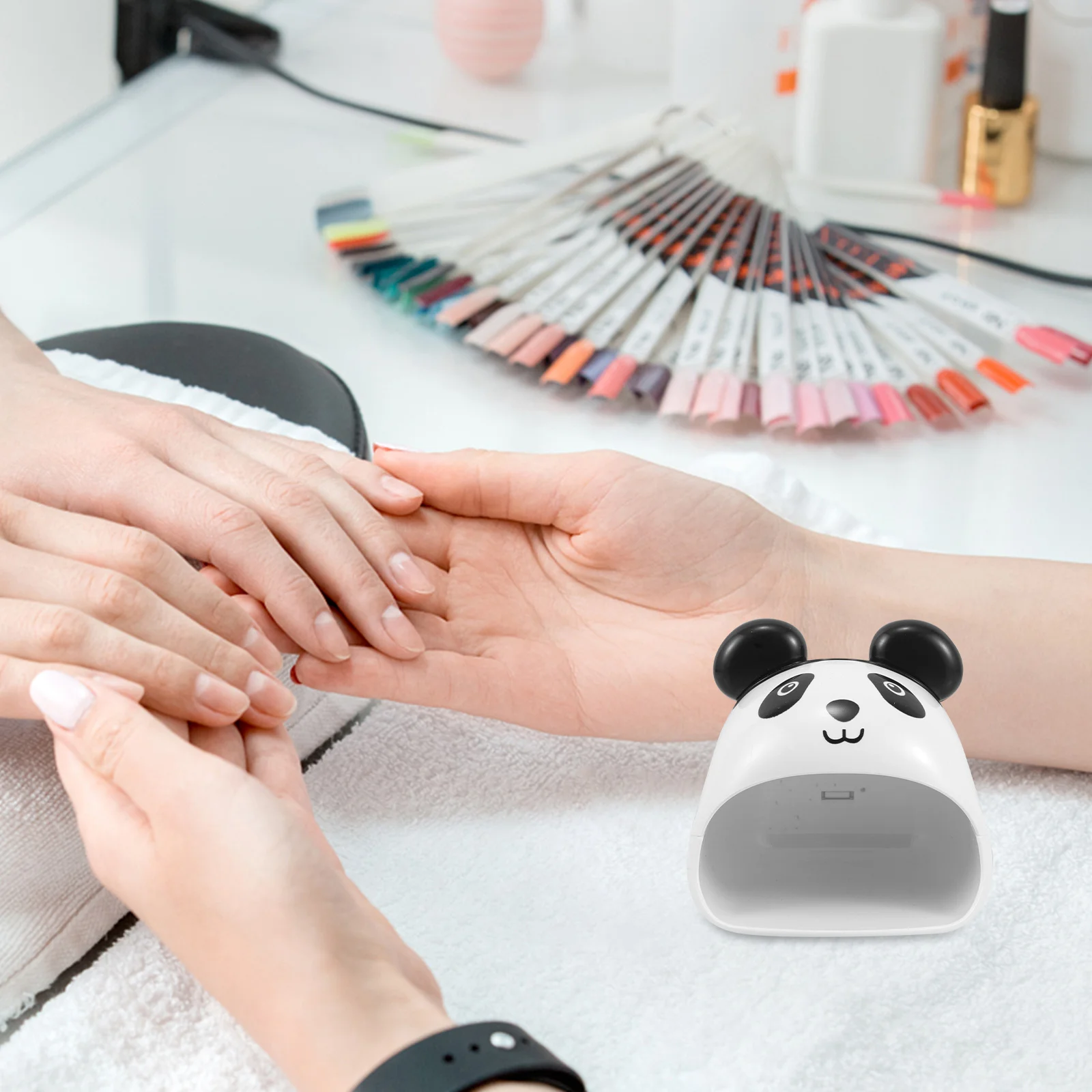 

Cute Panda Nail Lamp USB Portable Mini Dryer Single Finger Black White French Gel Nails Quick Drying Polymerization LED Blue