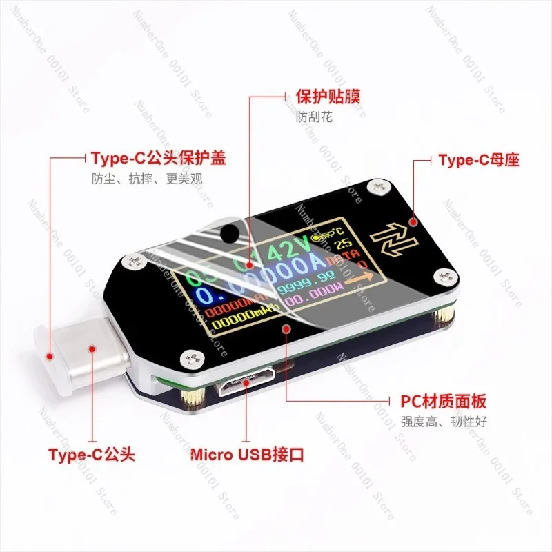 

High-Precision USB PD Protocol Tester,Type-C Voltmeter and Ammeter,Fast Charging Capacity Measurement Detector