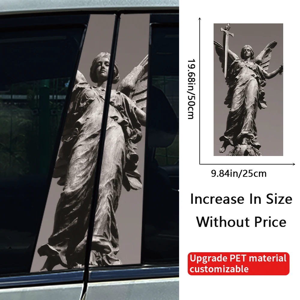 2Pcs/set Lady Liberty Car Stickers DIY B-pillar Cover Scratches Waterproof Durable Cartoon Decoration Auto PET Decals