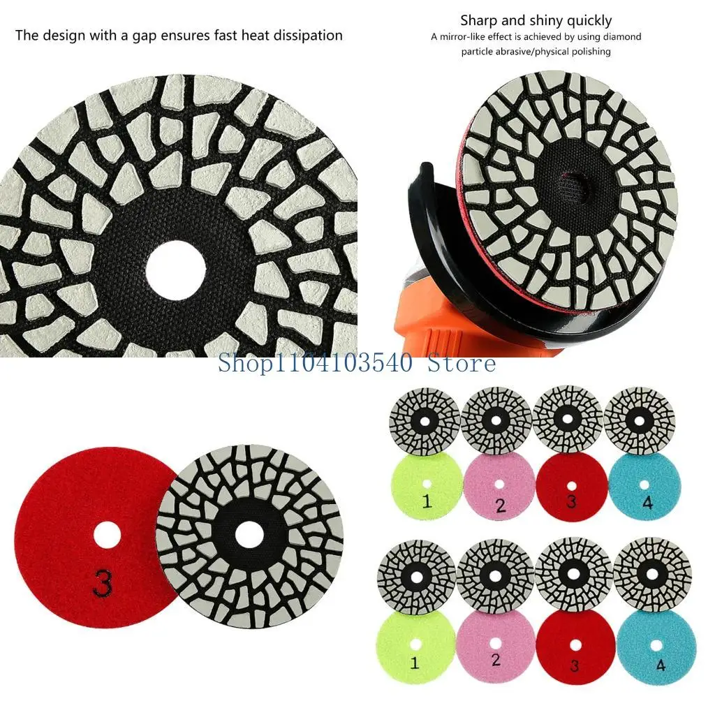 

02DC 80mm 100mm Dry Polishing Pads Sanding Wheel With Backer Holder Suitable For Granite Concrete Marble Aggressive Grinding