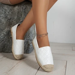 Female Shoes on Sale 2023 New Espadrilles Women's Flats Casual Round Toe Slip on Loafers PU Leather Women Flat Fisherman Shoes