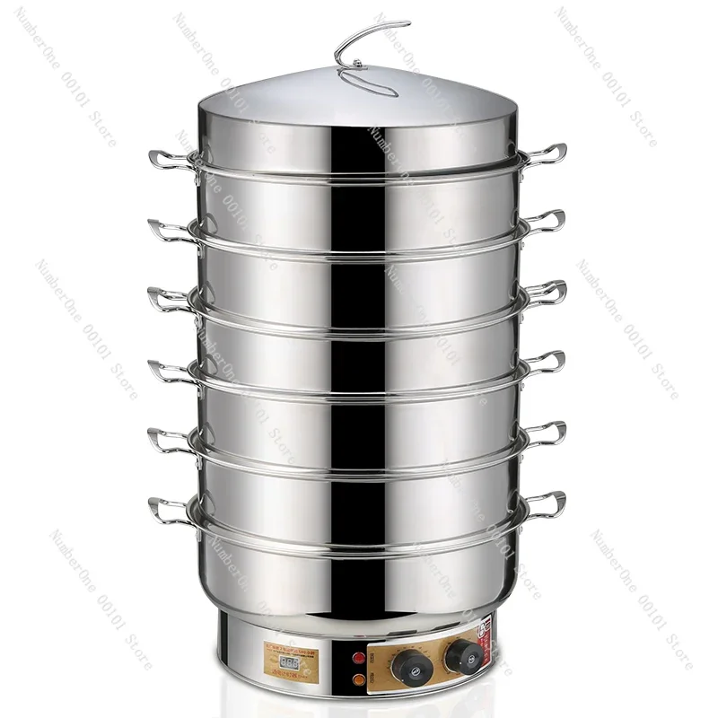 Timed stainless steel electric steamer, commercial 40-70CM large capacity, extra large multi-functional electric steamer