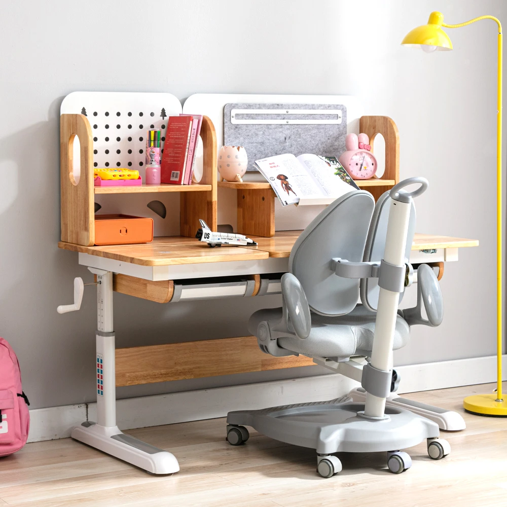 

Cheap Modern Height Adjustable Student Learning Desk and Chair Set Ergonomic Wooden Children Study Table with Bookshelf for Kids