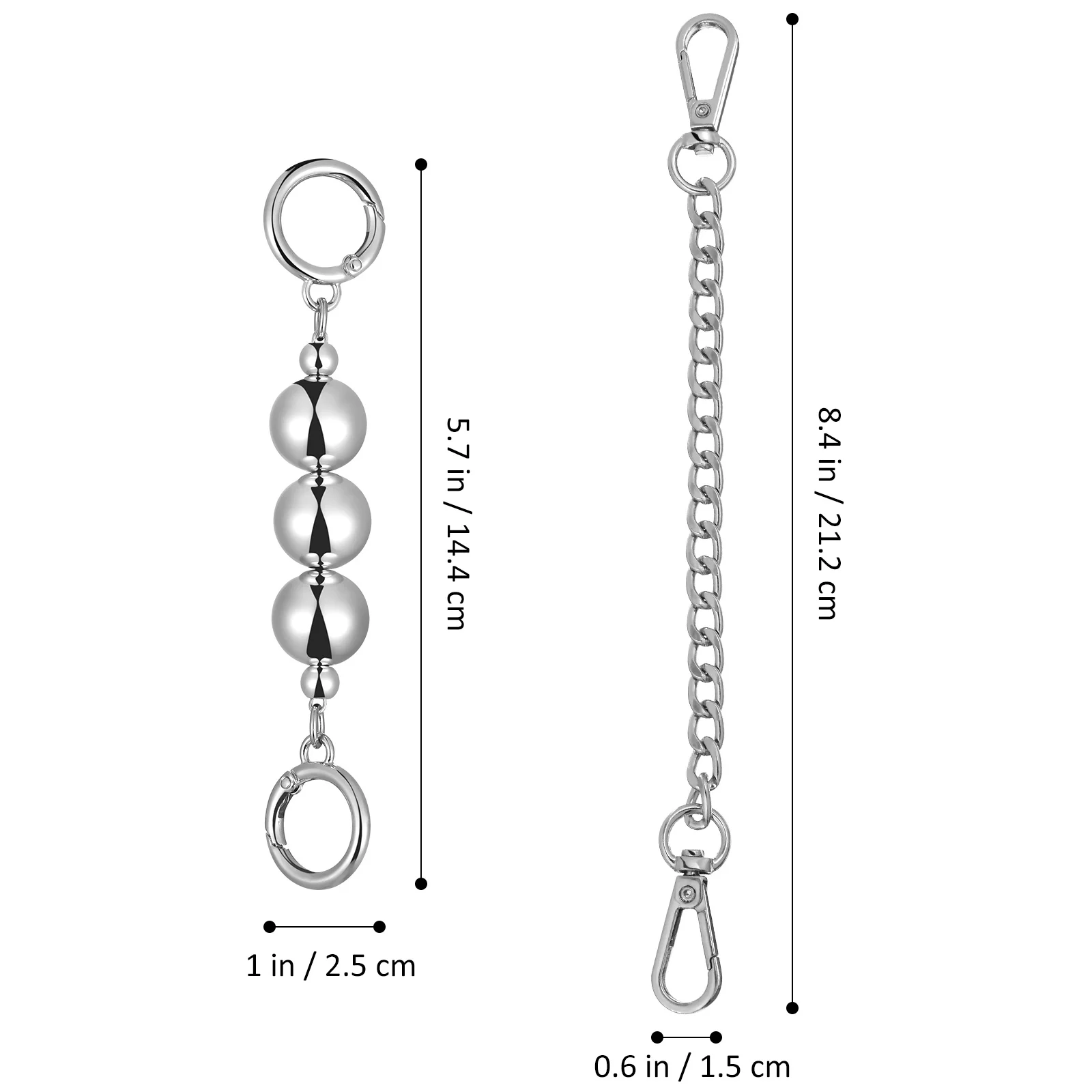 

Bag Strap Extension Chain Purse Chains with Metal Buckles Handbag Extenders Silver