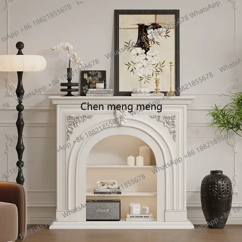 AB03French, solid wood European arched fireplace decorative cabinet American living room side cabinet entry fireplace entrance