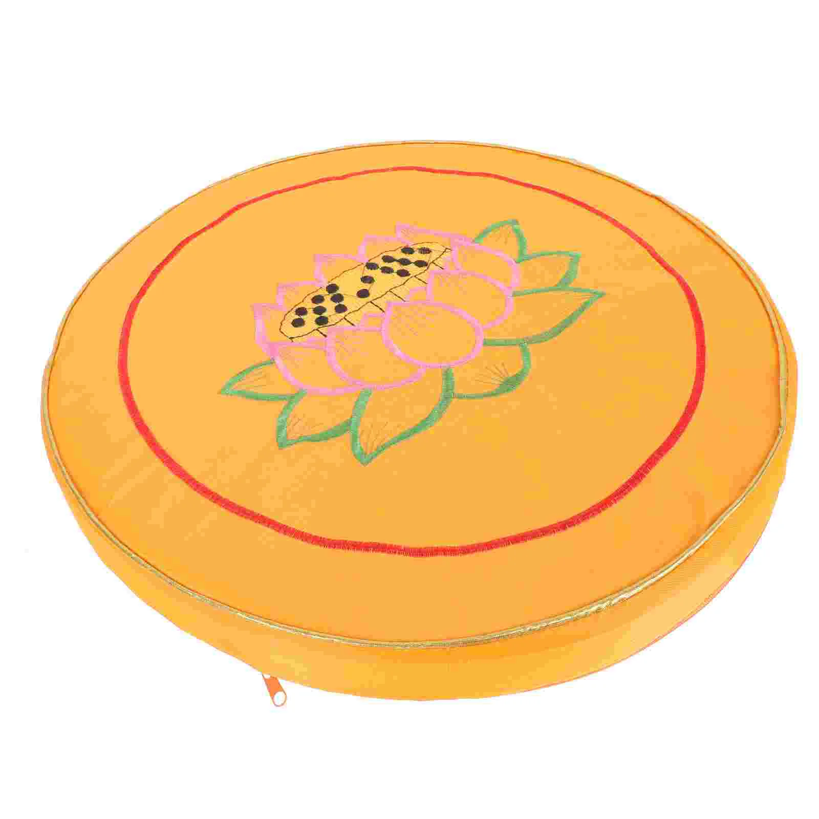 Camping Stool Worship Mat Prayer for Home Embroidery Pattern Seat Cushion Portable Lotus Printing Yellow Chanting Office