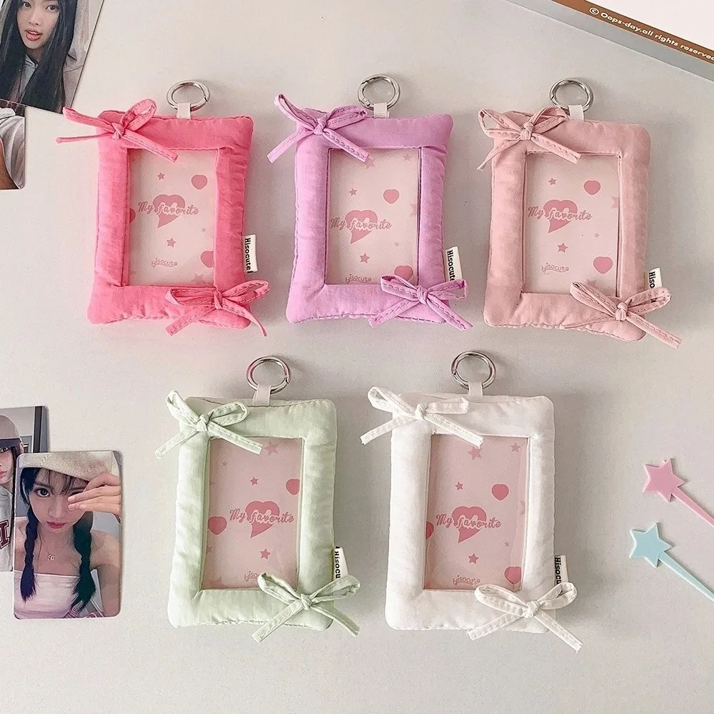 Bowknot Korean Photocard Holder with Keychain Hanging Decoration Photo Photocard Frame Picture Idol Photo Card