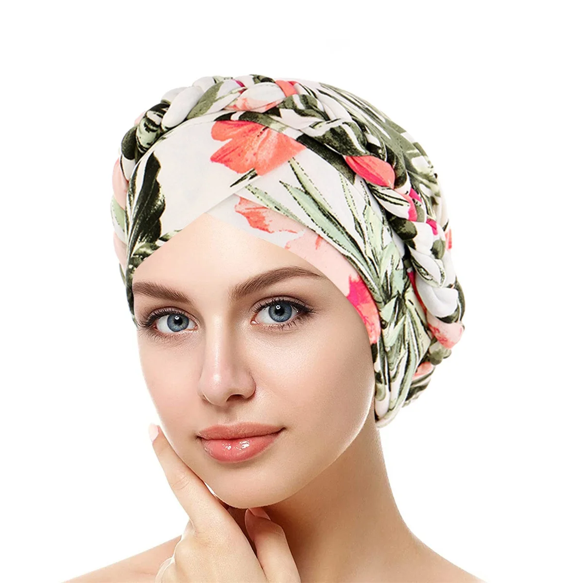 2024 New Crossed Forehead Muslim Hijab Caps Women Wrap Head Ramadan Soft Elastic Ladies Fashion Print Turban Bonnet