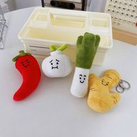 Vegetable Stuffed Plush Doll Toy Ginger Garlic Green Onion Hot Pepper Key Chain Soft Plush Toy Pendant Children Kids Gifts