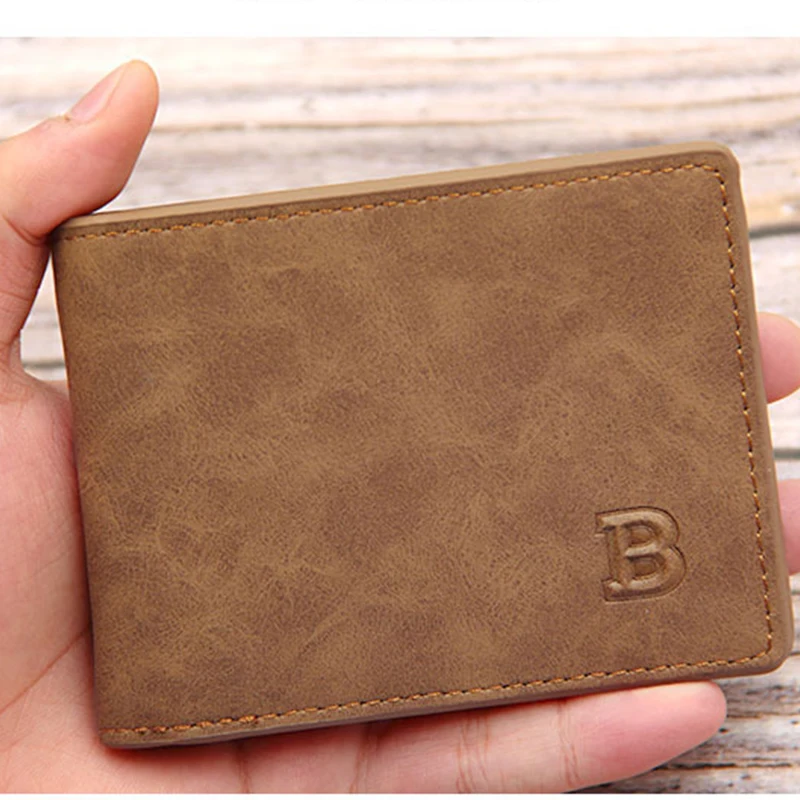 Cross-border Fashion Men's Short-Style Stylish Money Bag - Matte Retro Multi-Functional Wallet for Casual Use with Multiple Card