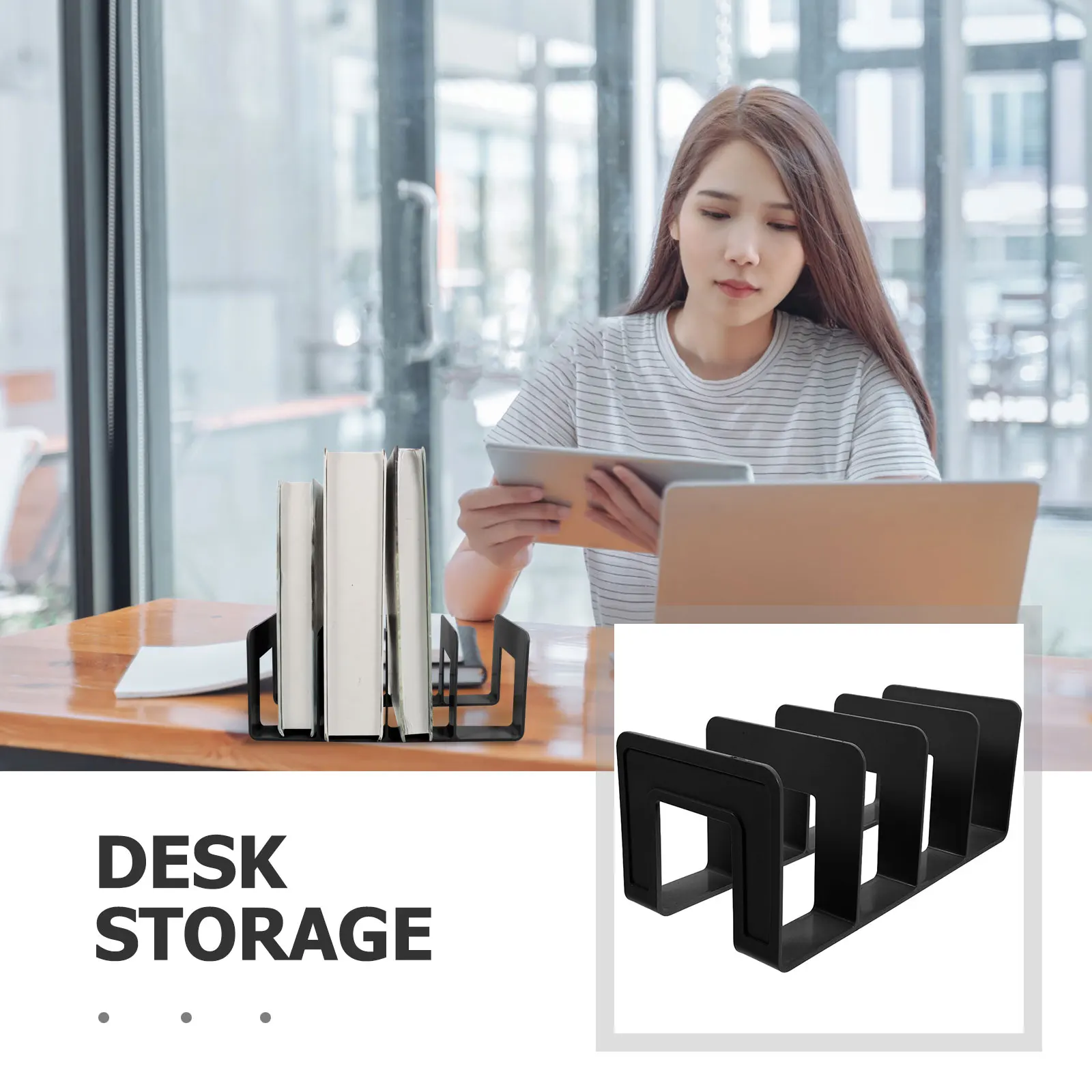 Book Divider Large Capacity Vertical File Holder No Assembly Rounded Corners Sturdy Desk Organizer Magazine Rack Storage
