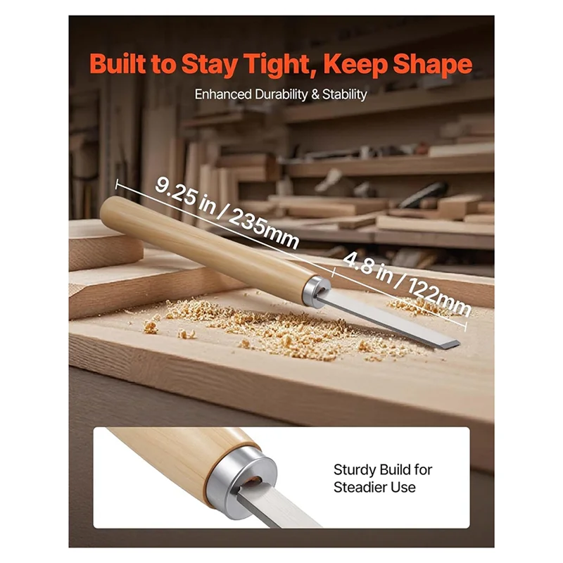 ABGE-For Woodworking For Wood Lathe Chisel Set-8PCS Carbon Steel Blade Tools Including Skew, Gouge, Spear Point