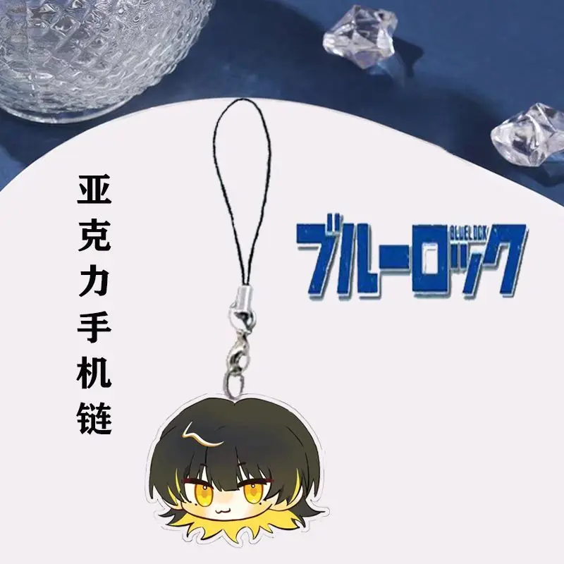 Blue Lock Mikage Reo Yoichi Isagi Anime cadena para teléfono móvil personalidad creativa llavero desmontable estudiante bolso escolar colgante