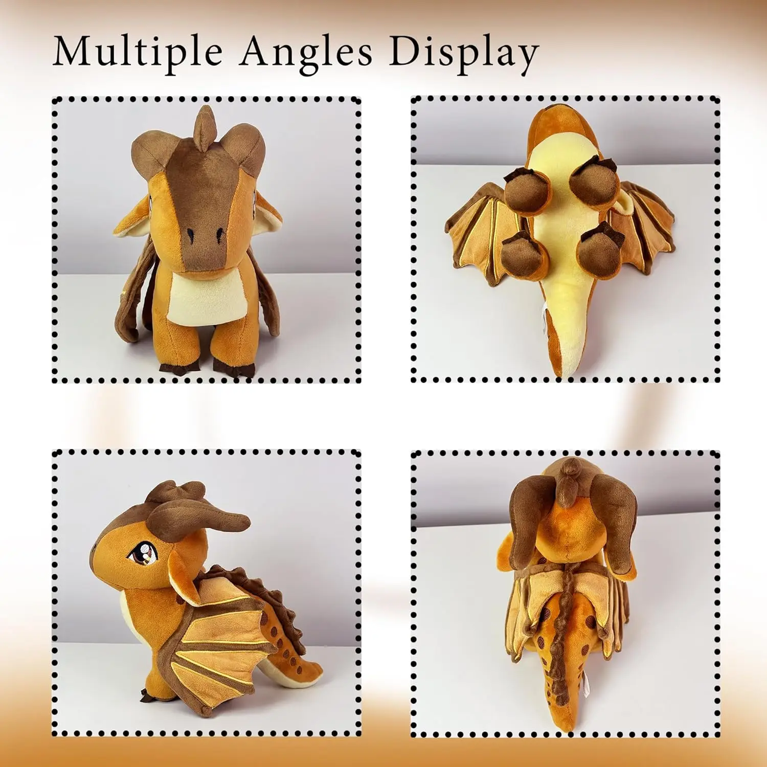 Wings of Fire Toys Dragon Plush Toy Soft Stuffed Animal Cool Brown Dragon Decor Merch Special Gift for Kids Boys and Girls