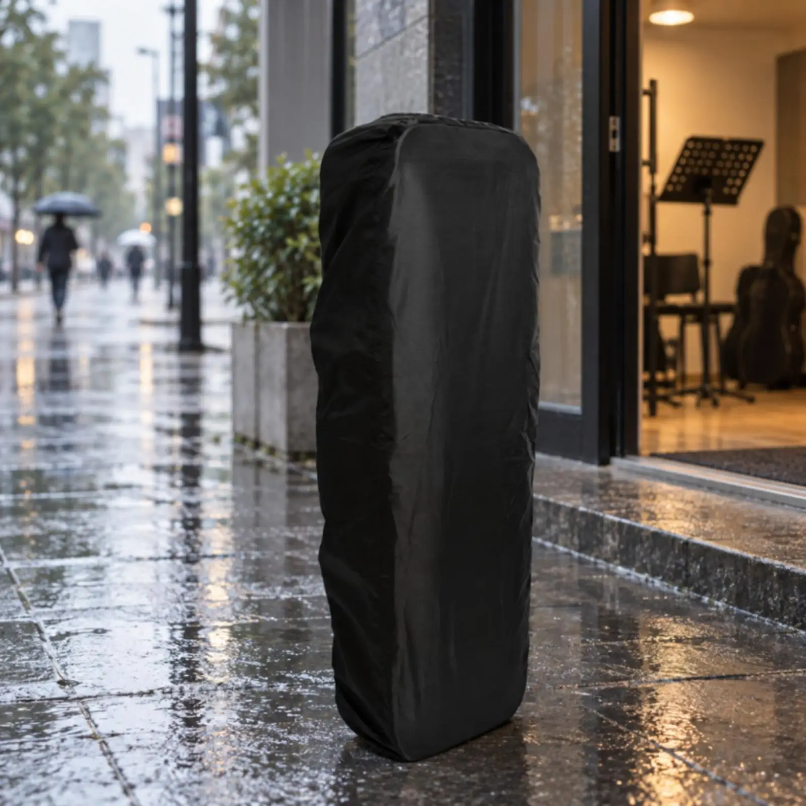 Waterproof Violin Case Rain Cover Black Square Case Protector for 4/4 Violin with Elastic Edge