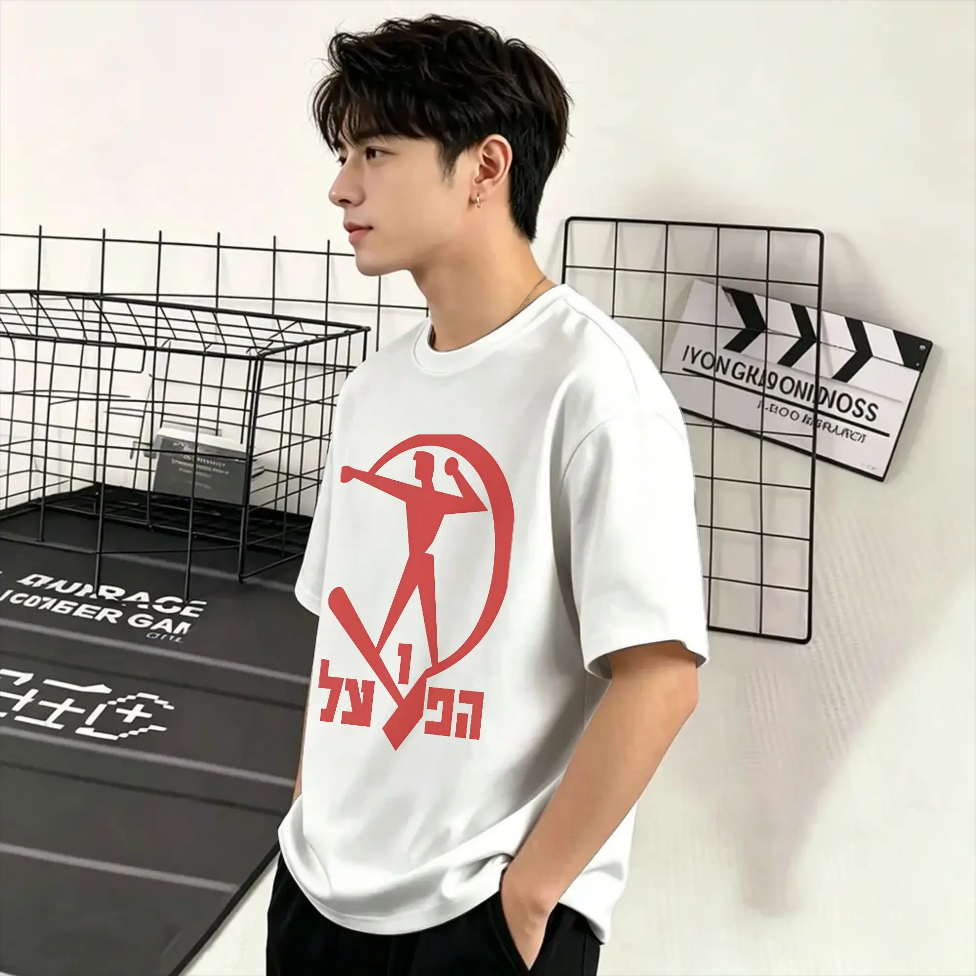 Hapoel Tel Aviv T-Shirt Sommer 100 % Baumwolle T-Shirts für Männer Hip Hop Loose Tee Shirt Kurzarm Y2K Retro Kleidung – Detail 4