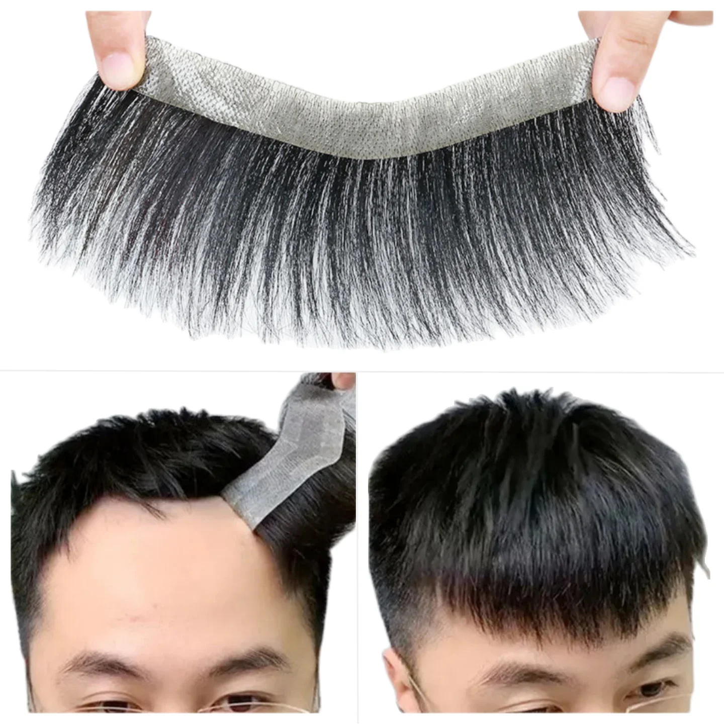 Invisible Thin Skin Base Hairline for Men Human Short Hairpiece Male Toupee Forehead Natural Hairline Patch Hair Frontal Remy