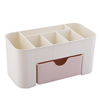 Vanity Jewelry Organizer Box Multiple Compartment Plastic Tabletop Cosmetic Organizer Convenient with Drawer for Dressing Table