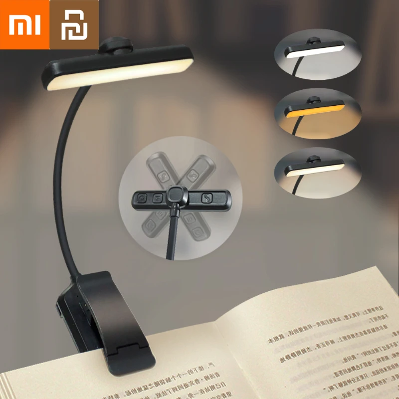 

Xiaomi Youpin Book Light USB Перезаряжаемая лампа для чтения Теплый холодный белый дневной свет Портативная гибкая ночная лампа для чтения с легким зажимом