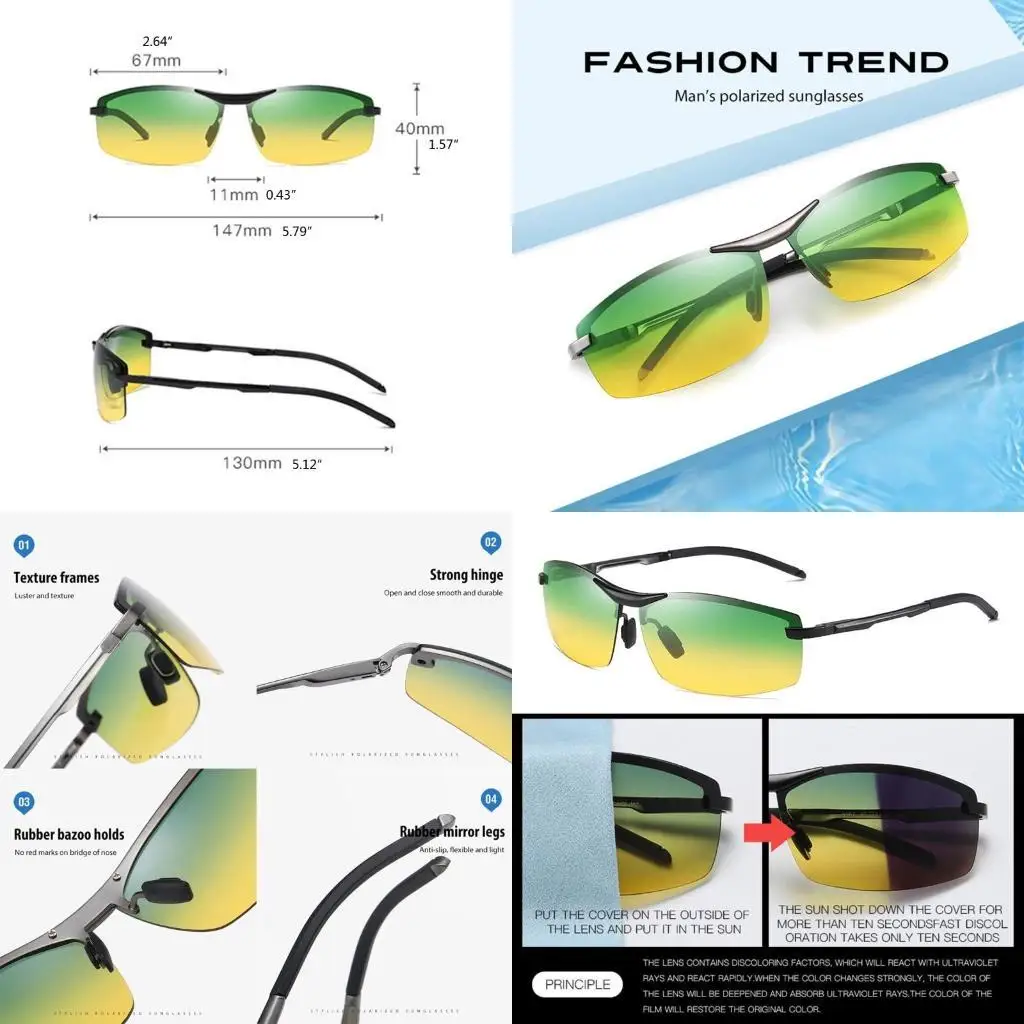 

R1WE Night Driving Glasses Polarized Night for Vision Glasses Men Women Yellow Drivin