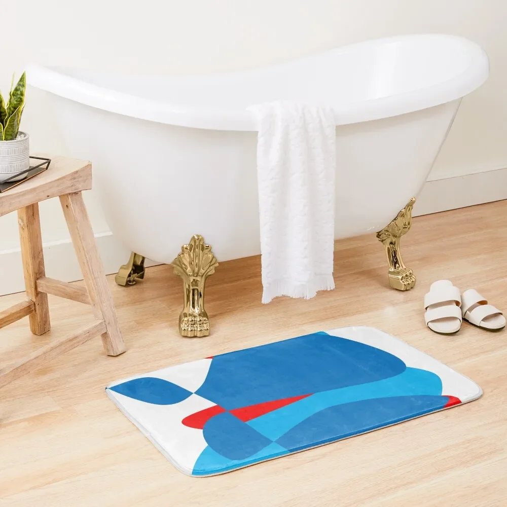 

Abstract, Light Blue, Blue, Red Bath Mat Rooms Home Entrances Mat