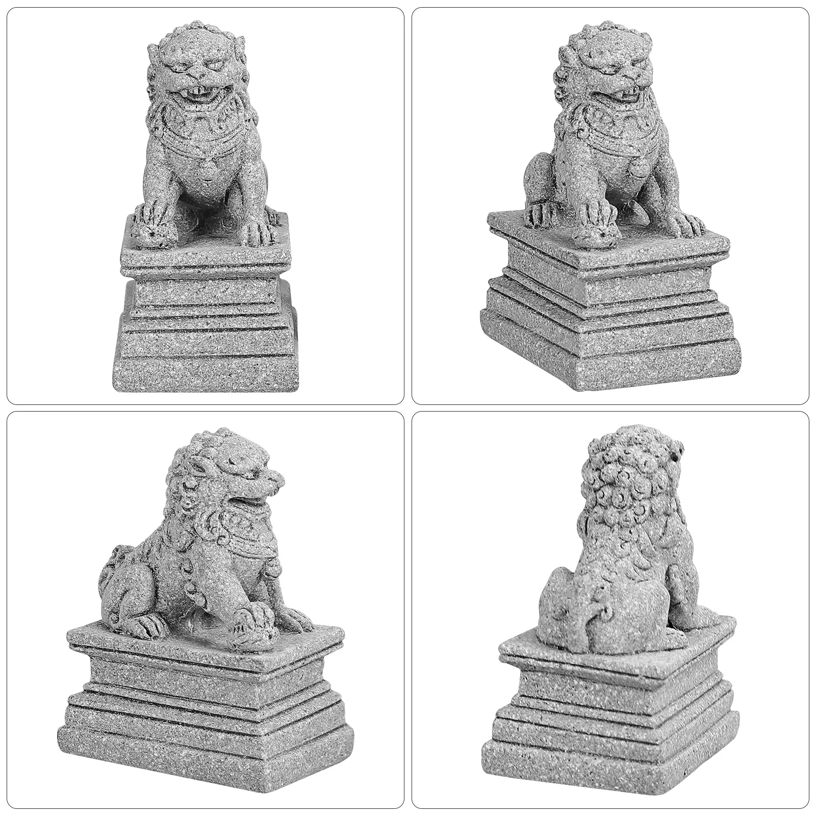 2 Pcs Decoration Little Northern Lion Ornament Stone Auspicious Ornaments Desktop Grey Mini Figurines Office