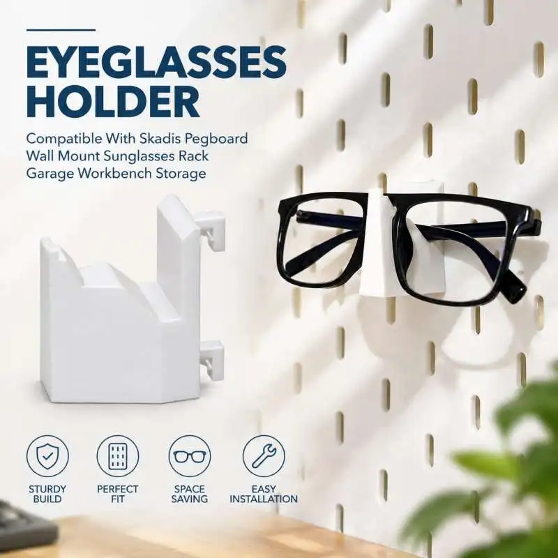 Eyeglasses Holder Compatible With Skadis Pegboard Wall Mount Sunglasses Rack Garage Workbench Storage