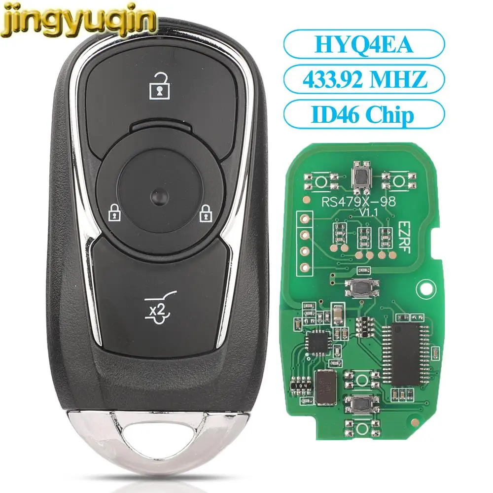 Jingyuqin 3 Buttons Remote Car Key Fob 433.92MHz ID46 Chip For Opel Astra K Insignia 2016-2022 P/N: 13508410/13511627 HYQ4EA