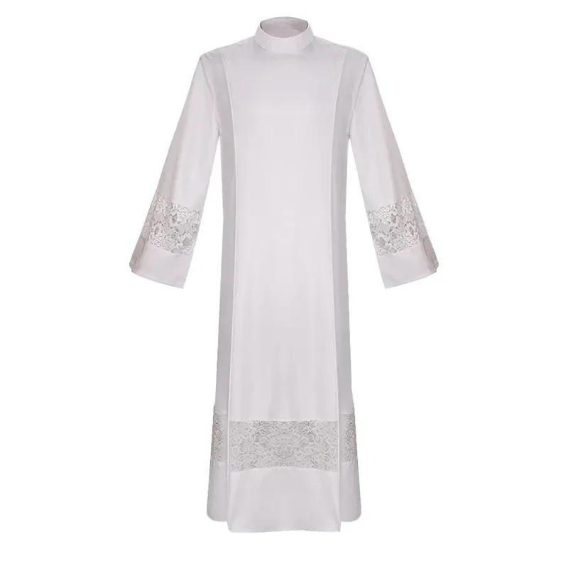 رجال الدين رداء الكاهن زي الدانتيل Surplice كاسوك أبيض طويل ALB الكنيسة الكاثوليكية القس الواعظ أزياء رجال الدين