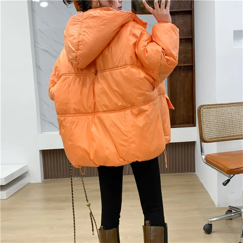 Casual Hooded Drawstring Cotton Clothes Winter Jackets Coats New Korean Loose Warm Parkas Girls Outerwear bd277