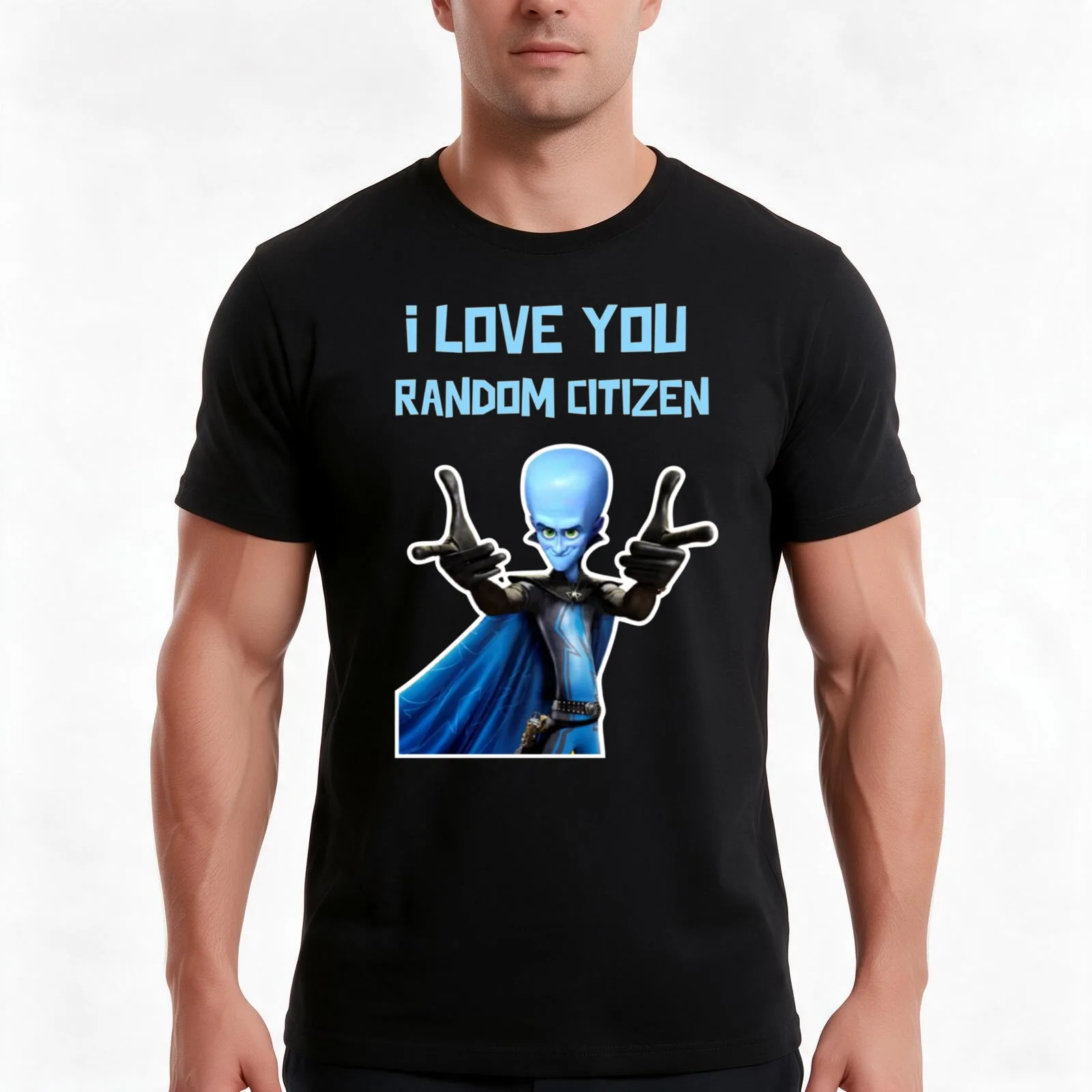 MEGAMIND - Random Citizen T-Shirt, Summer Casual Cotton Tee, Oversized Streetwear Tops, Vintage Graphic Print, Unisex Men Women