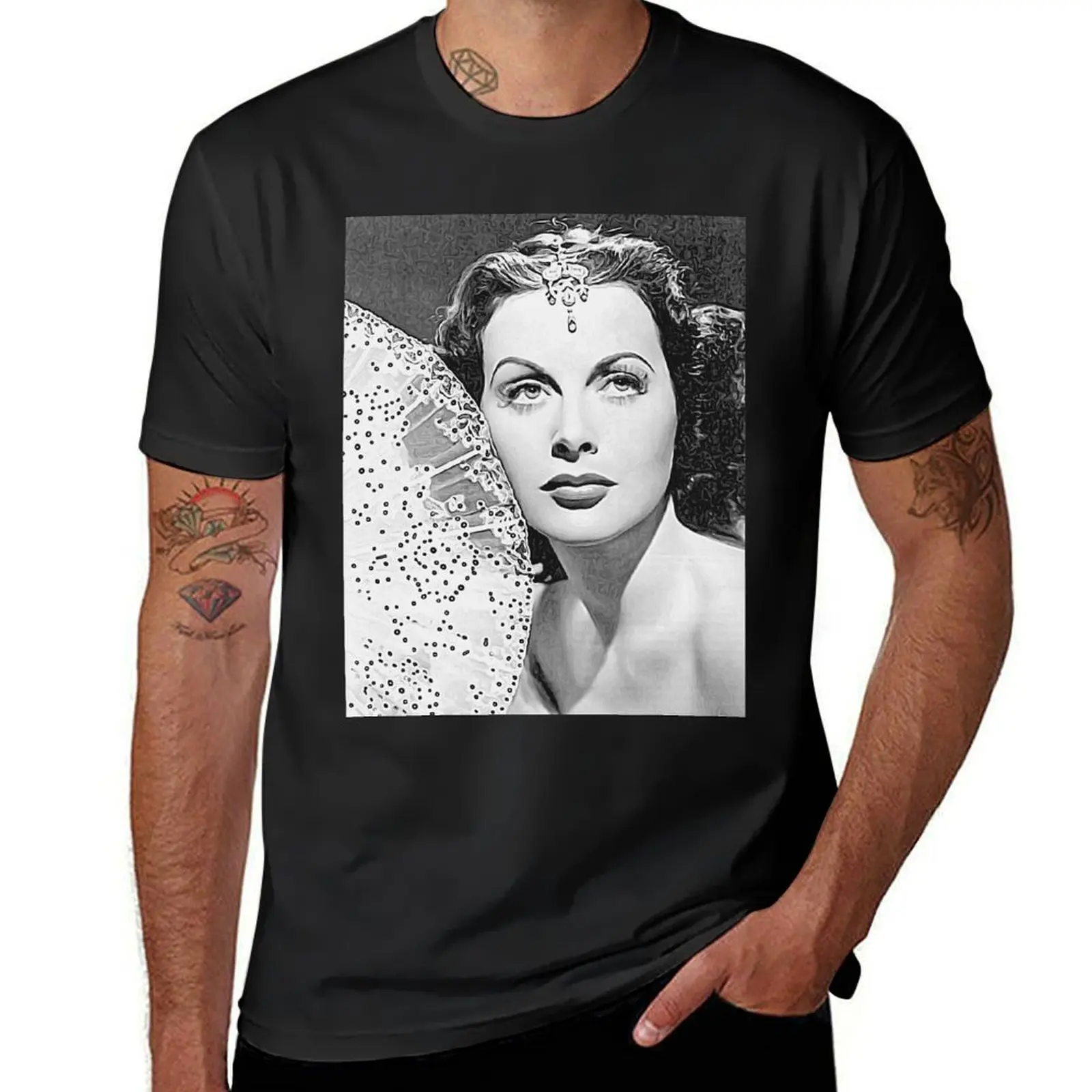 Hedy Lamarr Art - paint bw - D29 T-Shirt vintage boys whites designer t shirt men