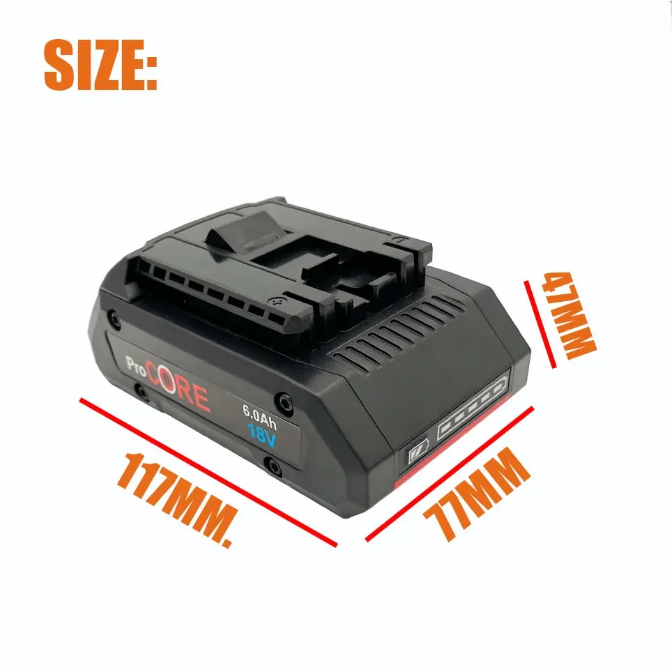 ボッシュ用プロコア交換用バッテリー、プロフェッショナルシステムコードレスツール、bat609、bat618、gba18v80、21700セル、18v、6.0ah