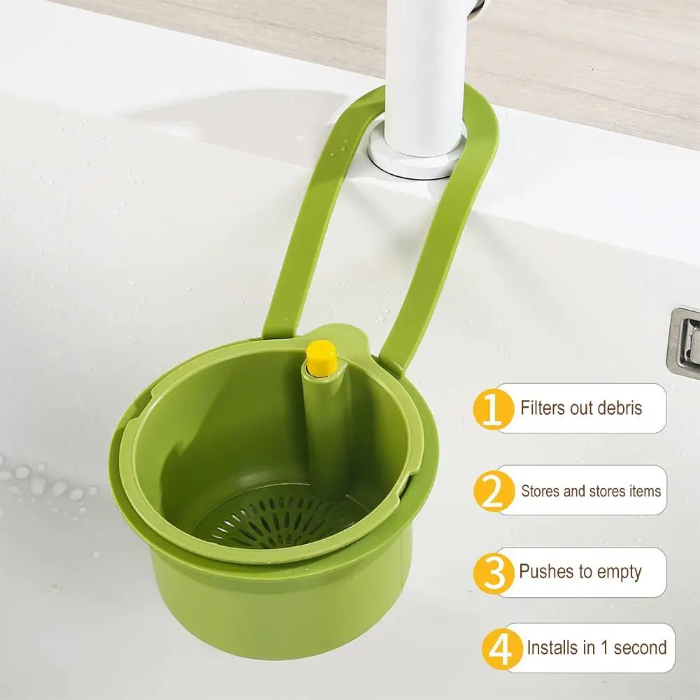 VEAXSZXP New Faucet Hanging Strainer Self-Cleaning Kitchen Sink Food Waste Catcher Food Fruit Vegetable Drain Shelf