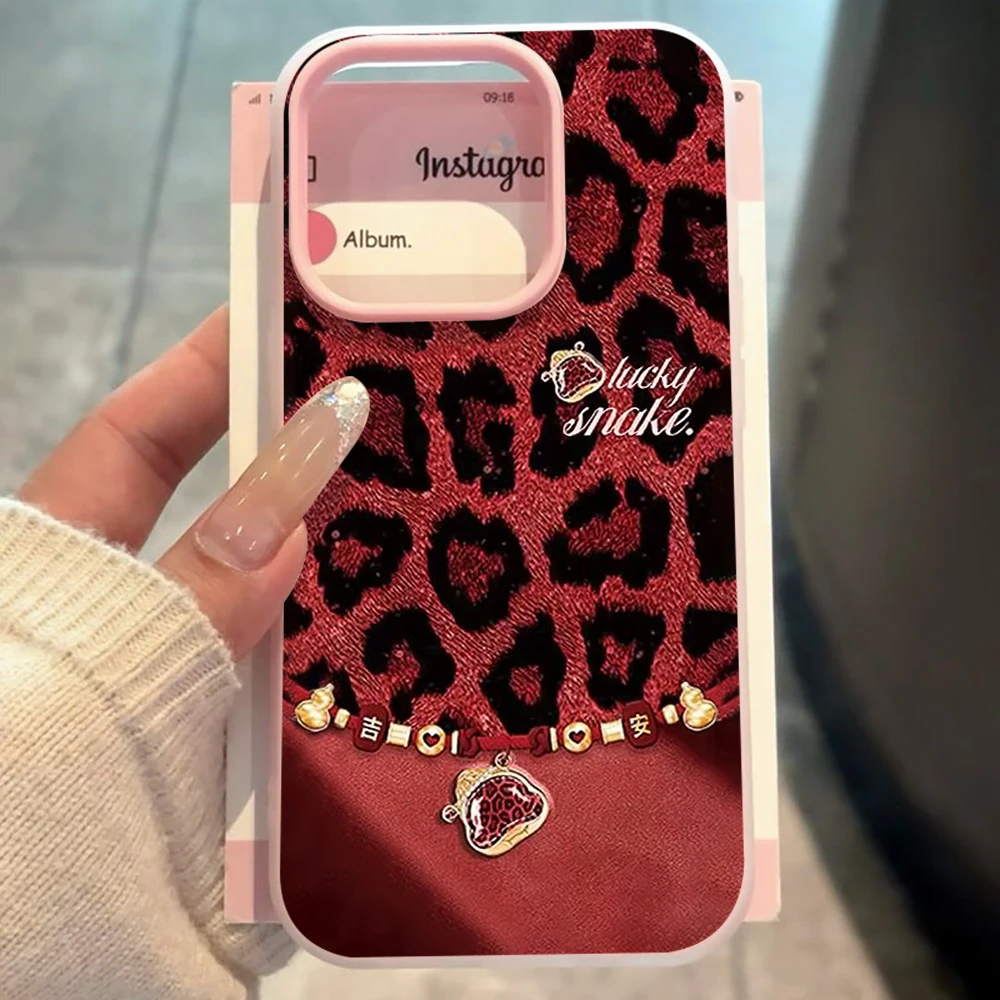 für Samsung Galaxy A16 A15 A55 A35 A36 A56 S26 S25 S24 Ultra S23 S21 S22Plus Luxuriöse rote Leopardenmuster-Handyhülle aus Silikon – Detail 5
