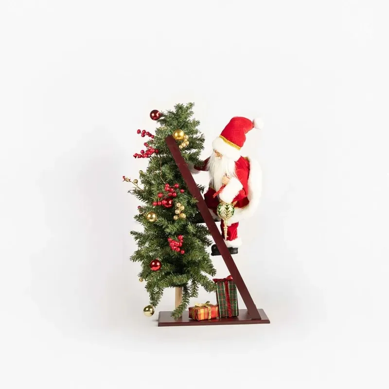 Santa Claus Activity Model Christmas Statues and Toy Ornaments Red 74cm Synthetic Wood Animation Interior Living Room