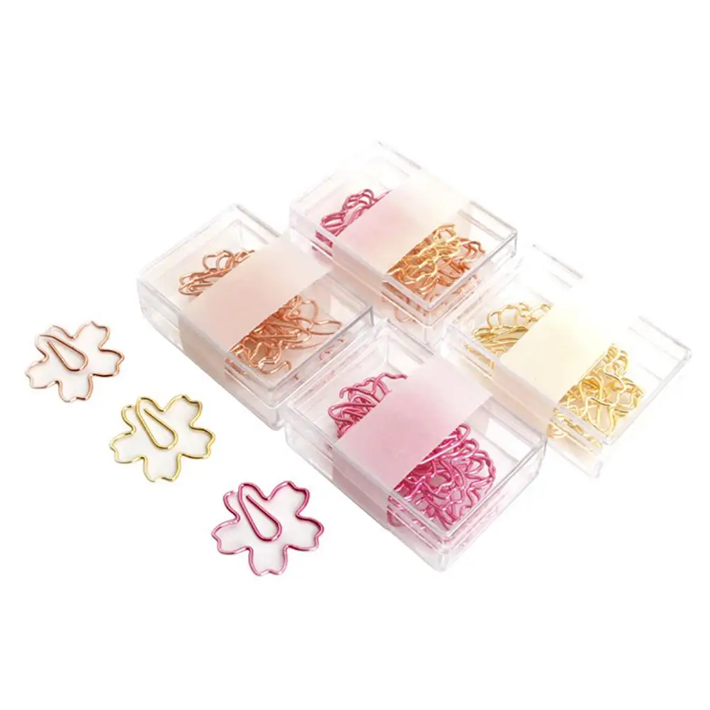 

12 PCS Paper Clips Cherry Blossom Clamp Bookmark The Flowers Metal Holder Office