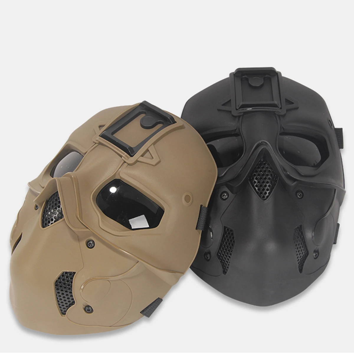 Tactical Face Mask with Black Hood Cs Field Full Face Protection Riding Equipment for Airgun Paintball Shooting Hunting, Etc.