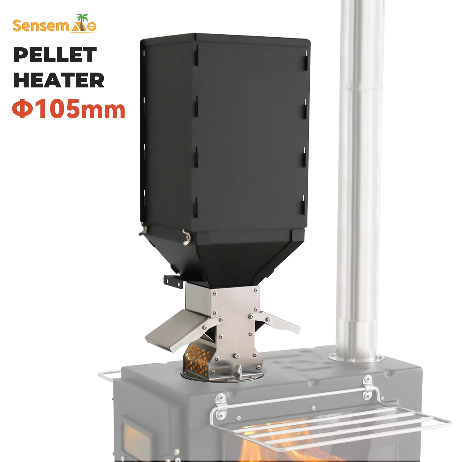 

Портативный обогреватель пеллет 105 мм, палатка для кемпинга, камера сгорания, лоток из нержавеющей стали, ручное зажигание, уличное зимнее отопление