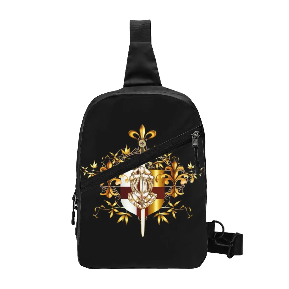 

Templar Knights Cross Shield Sling Bag Men Sword Emblem Secret Order Shoulder Chest Crossbody Backpack Travel Hiking Daypack