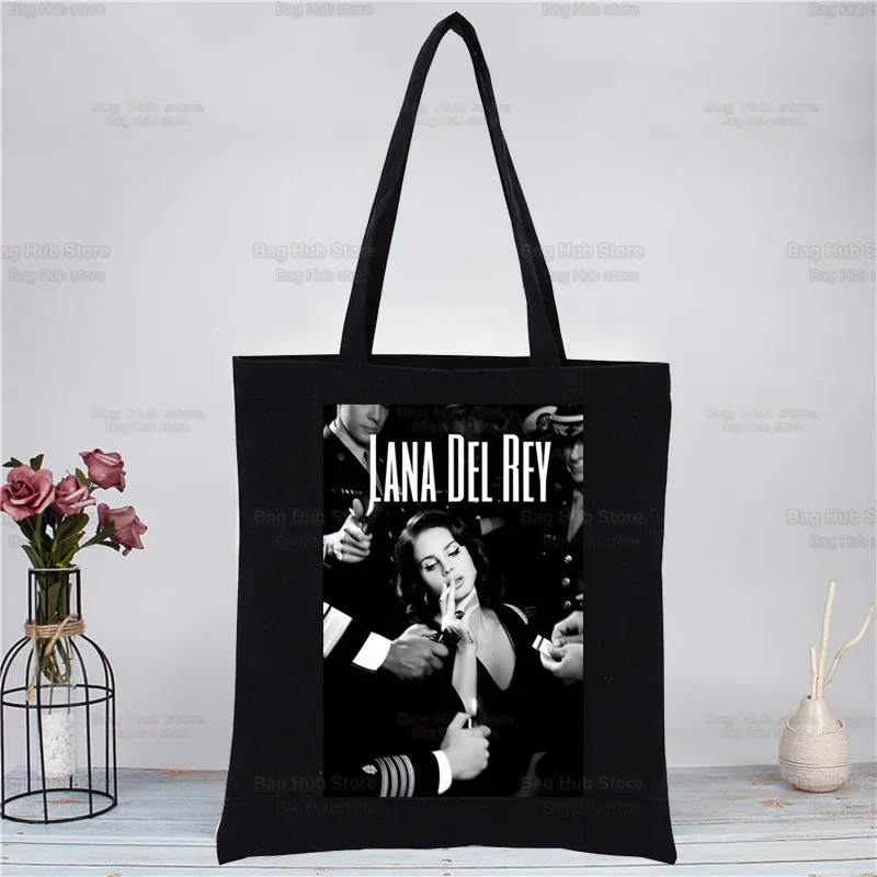 Lana Del Rey Ldr Y2K Canvas Shoulder Bag Fashion Tote Shoppers Bags Eco Organizer Large Handbags Folding Grocery Shopping Pack