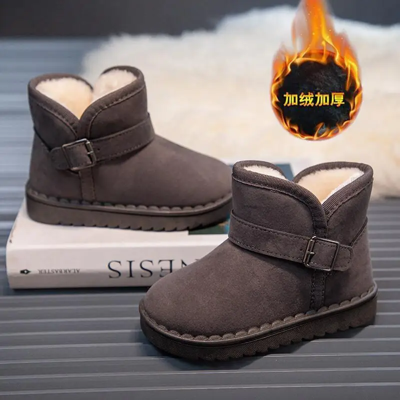Kawaii Freizeitschuh Kinderschuhe Kinder Schneestiefel Winter Fleece gefüttert Dicke kurze Stiefel Baumwollschuhe Warme weiche Sohle Groß Niedlich