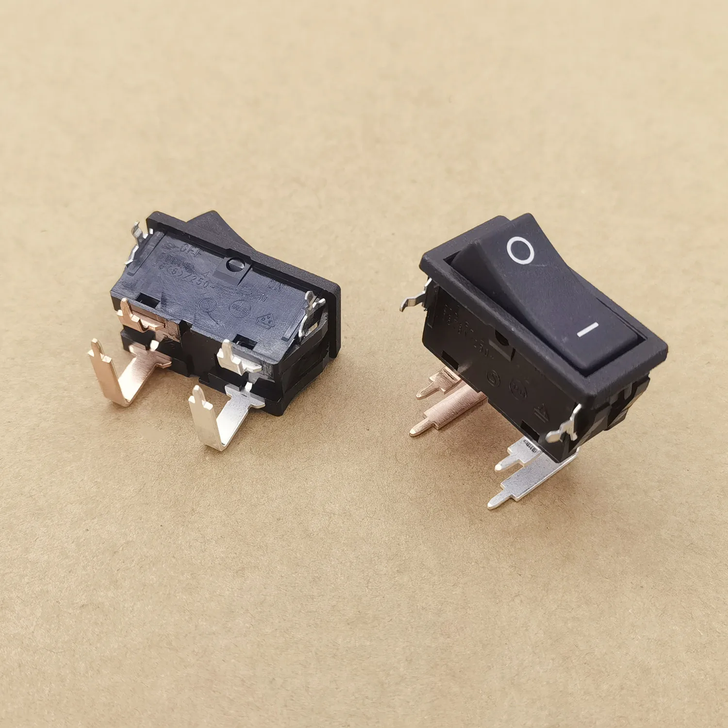Original New 100% SDDJF-4 16A 250VAC High Current Rocker Switch Black Bending 4Pin 2Gear Power Switch