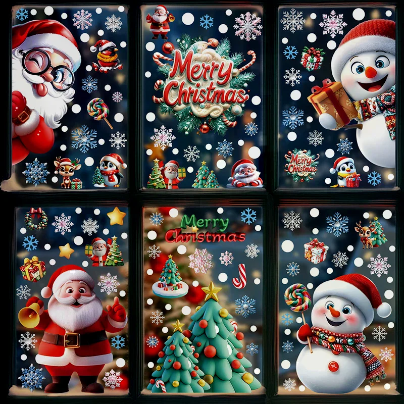 Creative Christmas Decorations, Electrostatic Stickers, Shop Window Decorations, Christmas Decorative Glass Stickers